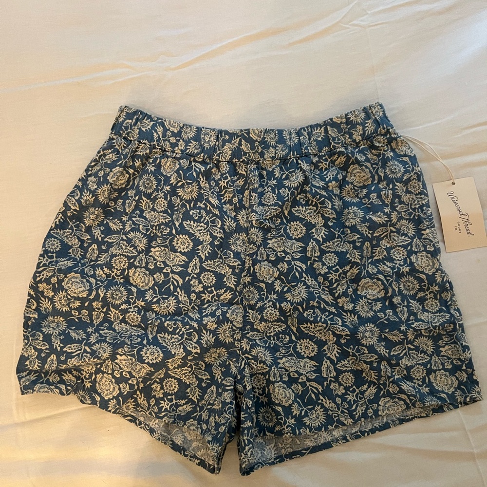 blue & white floral paisley Target shorts